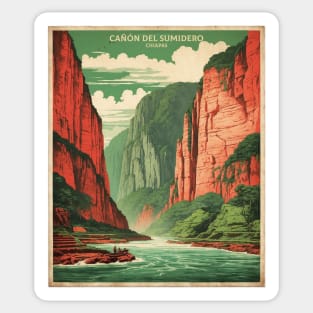 Cañon del Sumidero Chiapas Mexico Vintage Poster Tourism Sticker